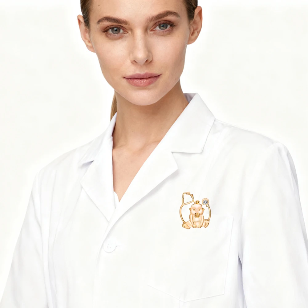 Classic Baby Stethoscope Metal Pin Pediatrics Medical Brooch Collection Badge Obstetrics and Gynecology Doctor Lapel Jewelry