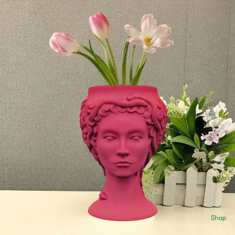 Dropship 3D Lady Head Gypsum Silicone Mold Diy Succulents Concrete Flower Pot Vase Plaster Cement Clay Mold Holder Mold