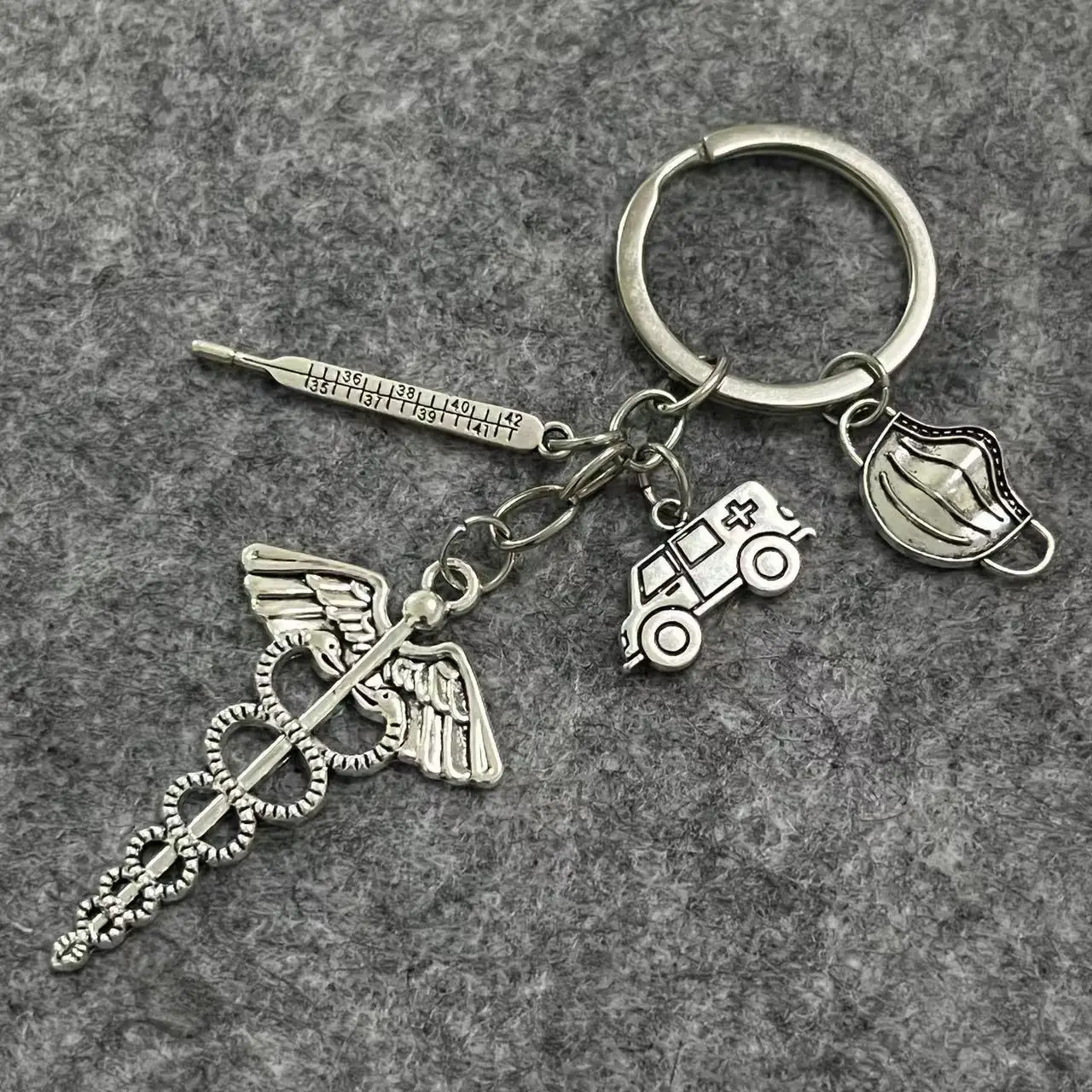 Double Snake Staff Medical Kit Needle Tube Ambulance Mask Thermostat Nurse Hat Stethoscope Medical Periphery Keychain