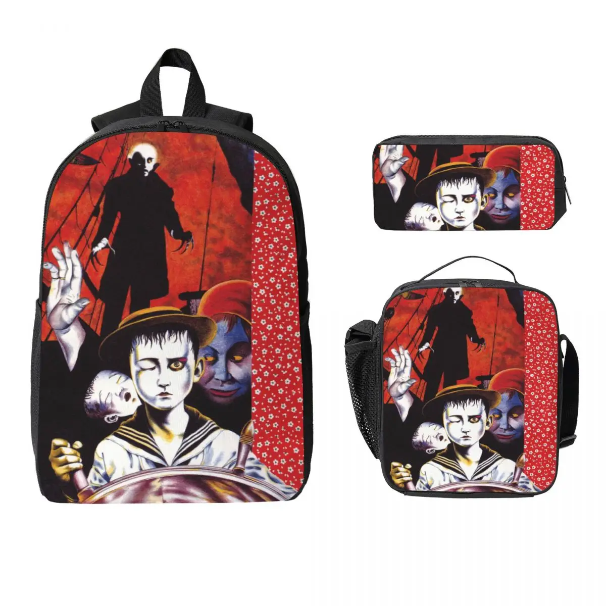 

MONSTER BRAINS Suehiro Maruo School bags Set for Girls Boys Pen Bags Backpack Sets with Lunch Box For School Students Knapsack