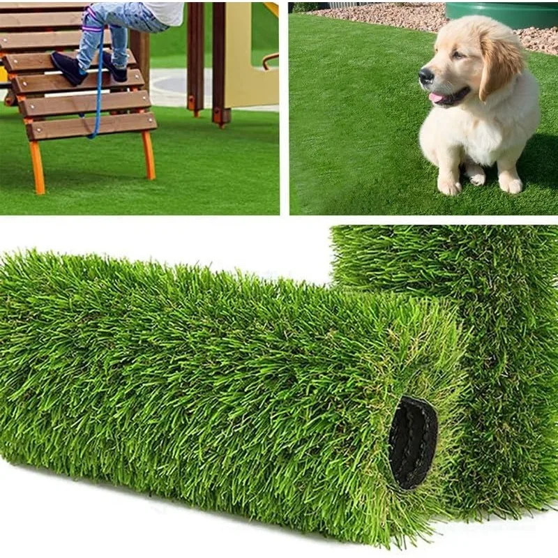 Artificial Grass Rug，1.38 Inch Synthetic Dog Grass Mat with Drainage Holes High Density Fake Faux Grass Turf