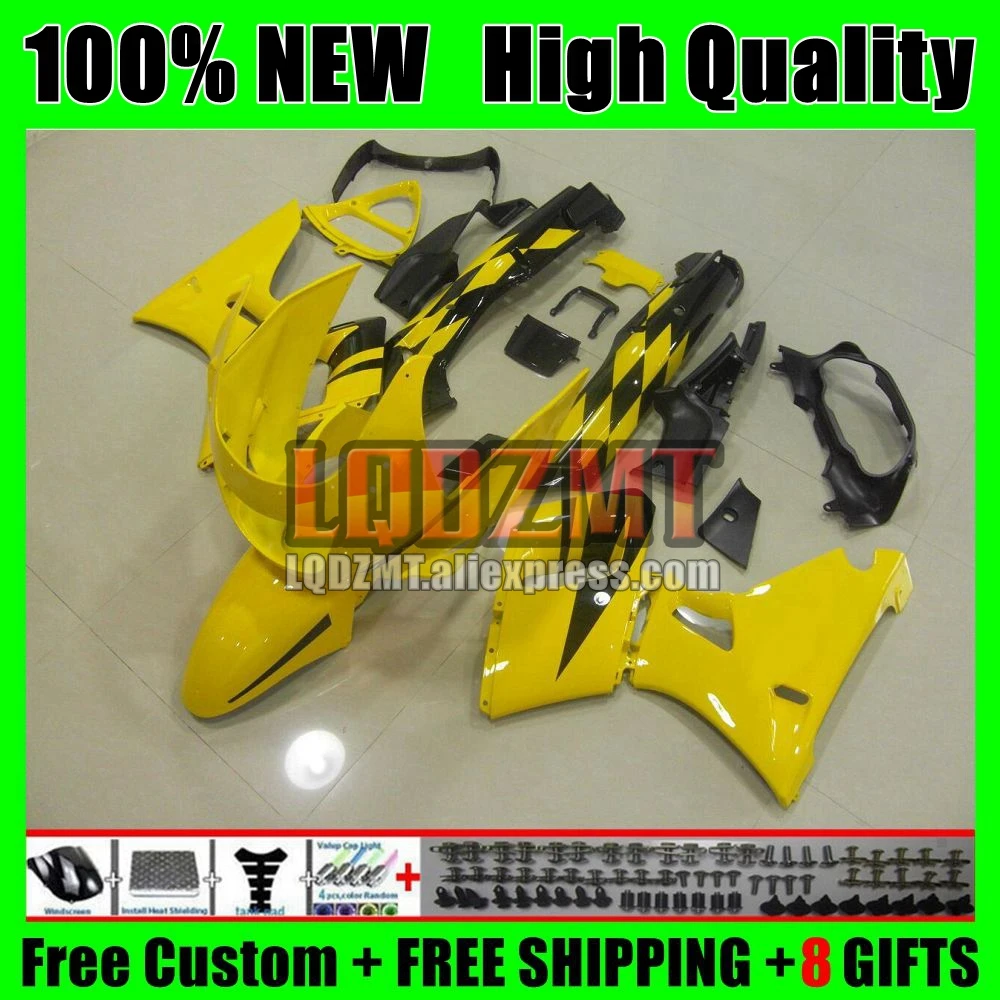 Body Kit For KAWASAKI NINJA ZZR 400 600 ZZR400 90 91 92 79No.109 ZZR600 ZZR-600 Yellow blk ZZR-400 1990 1991 1992 Full Fairing