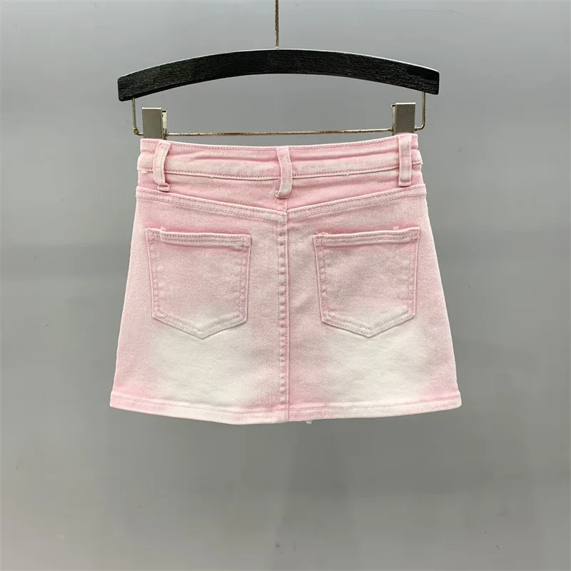 ZOCI-Jupe courte en denim pour femme, taille haute, slim, petite figure, ligne A, hanche étreignant, demi-corps, été, nouveau, fille, 2024