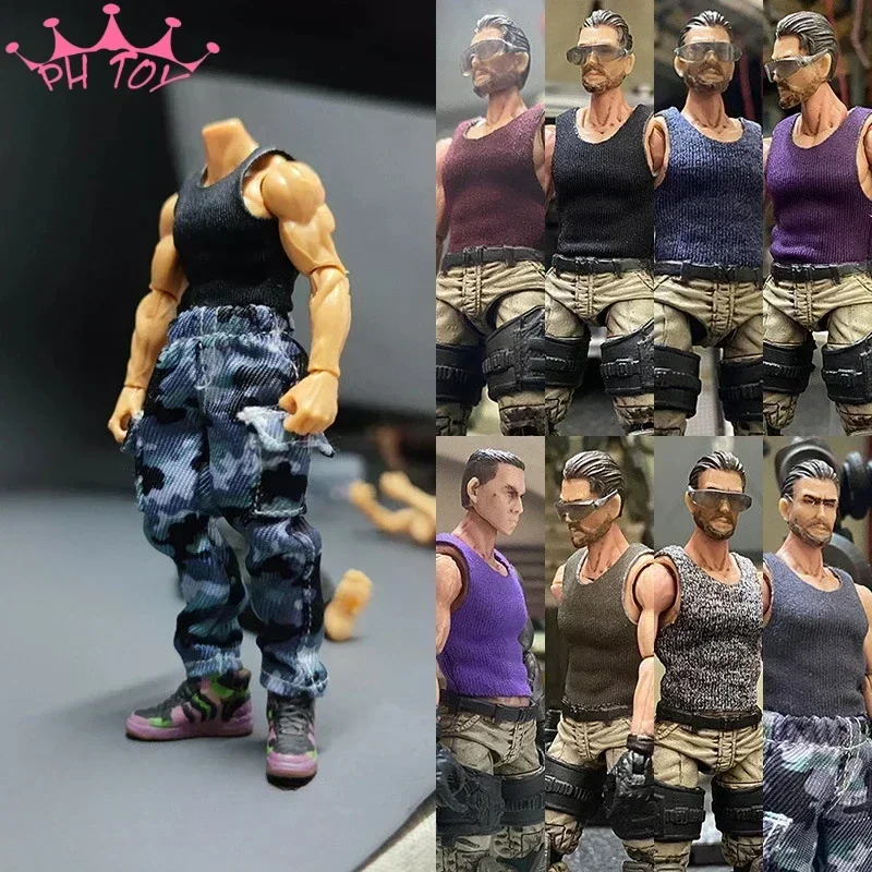 1/18 Scale Soldier Vest Multicolour Sleeveless T-shirt Clothes Model 3.75 Inch for Action Figure Doll Accessory Toy