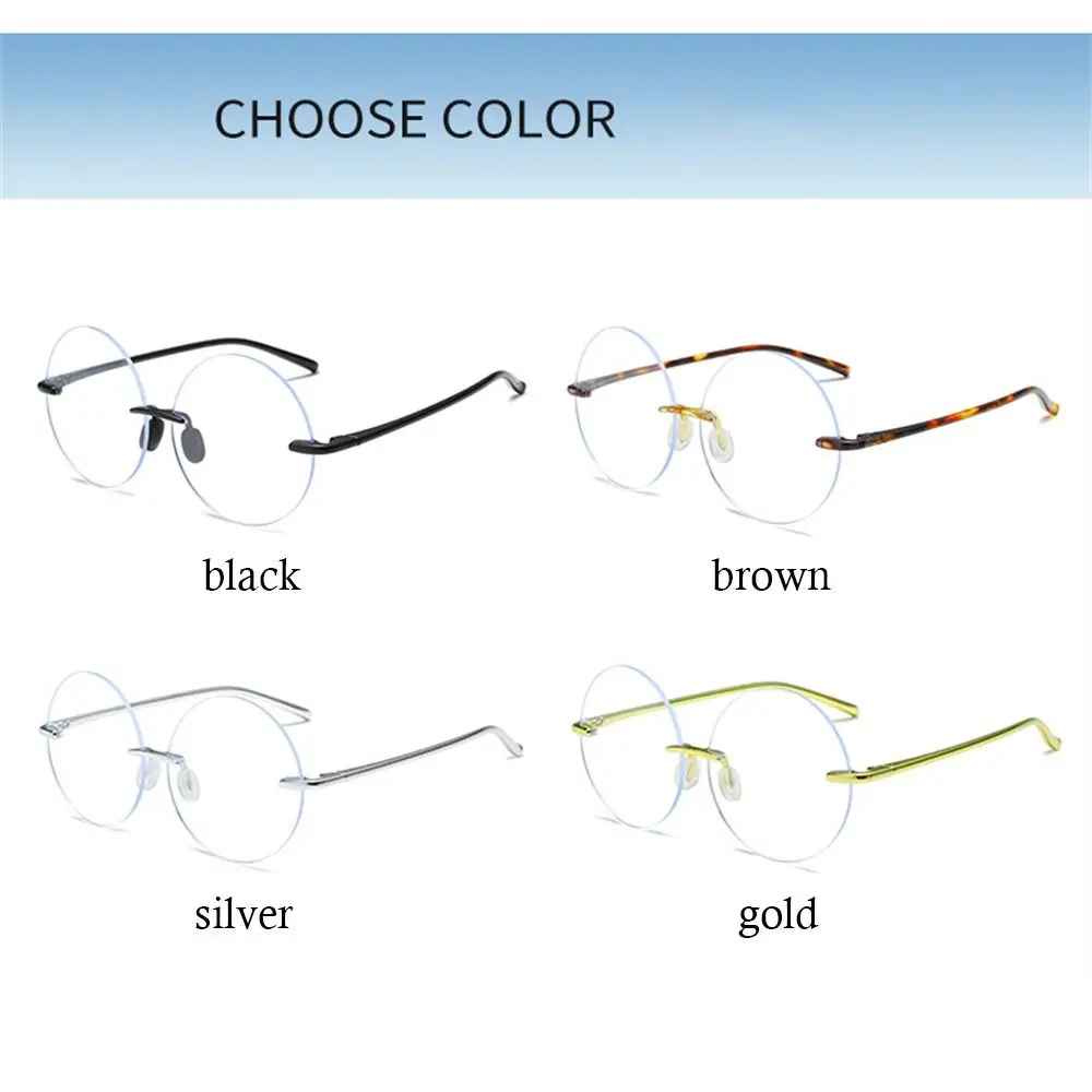 Diamond Cut Rimless Anti-UV Blue Rays Glasses High-definition Round Frame Computer Goggles Ultralight Eyeglasses Women Men view 5