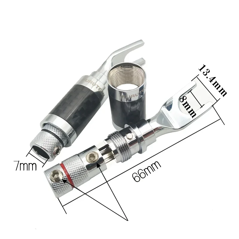 FURUTECH Y Spade Jack Fork Adapter Hifi Y Plug U/Y Spade Banana Plugs Speaker Cable Audio Connector Carbon Fiber Rhodium