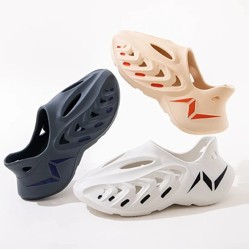 

Новые мужские сандалии с выдолбленными, дышащими, мягкими и противоскользящими слипонами, простая летняя уличная и домашняя обувь.