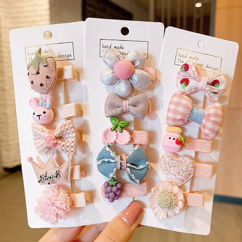 5Pcs/Set Cute Baby Girls Hairpins Mini Bow Flower Korean Hair Clips for Children Baby Barrettes Kids Hair Accessories