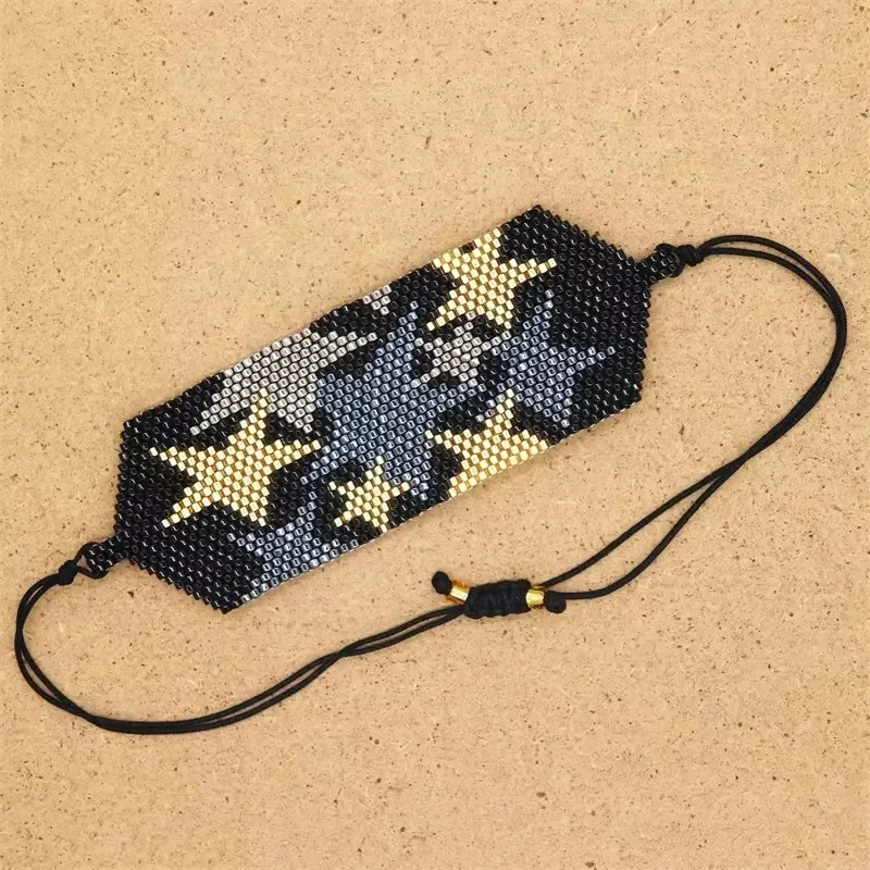 Rice bead bracelet Star Geometry Design Originality Hand knitting Bohemia Adjustable Fashion Simple Beaded bracelet set image 3