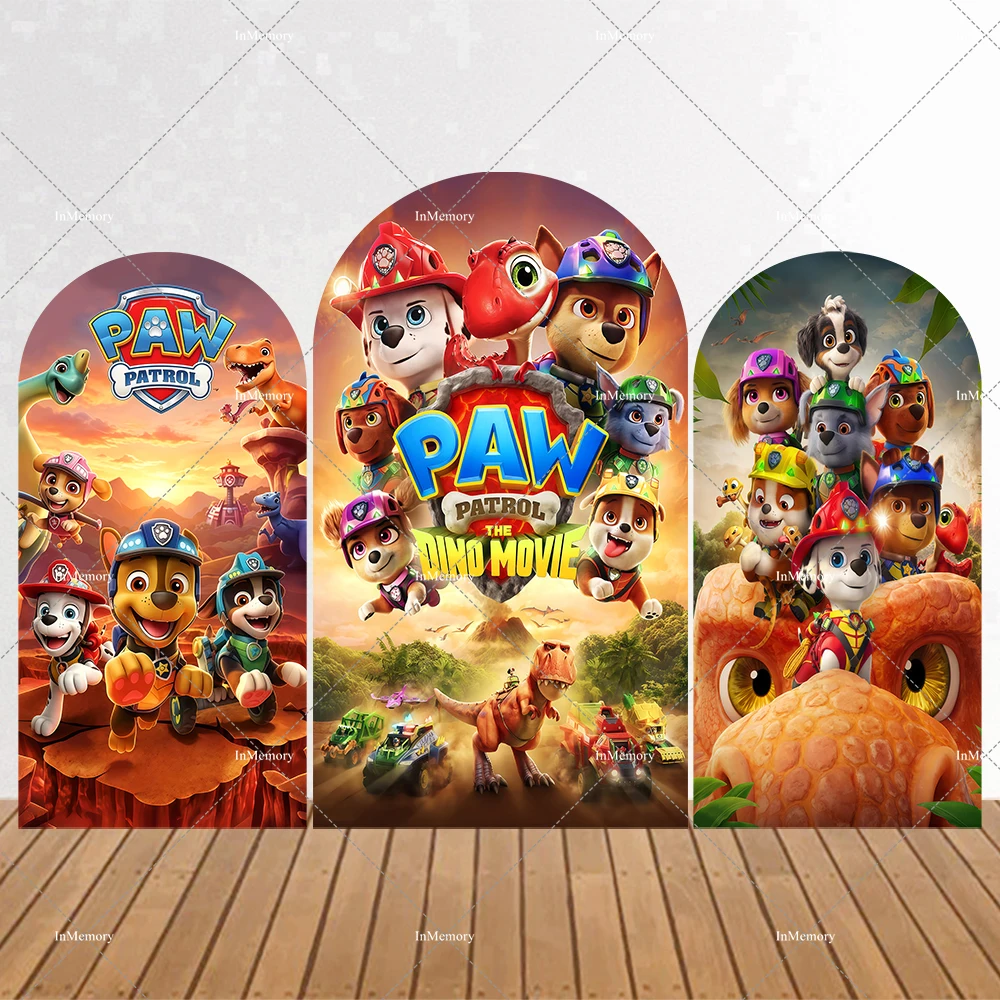 Paw Patrol Brave Dinosaur Island Theme Arch Cover Backdrop Kids Birthday Party Decor Cute Puppy Dog Photography Background