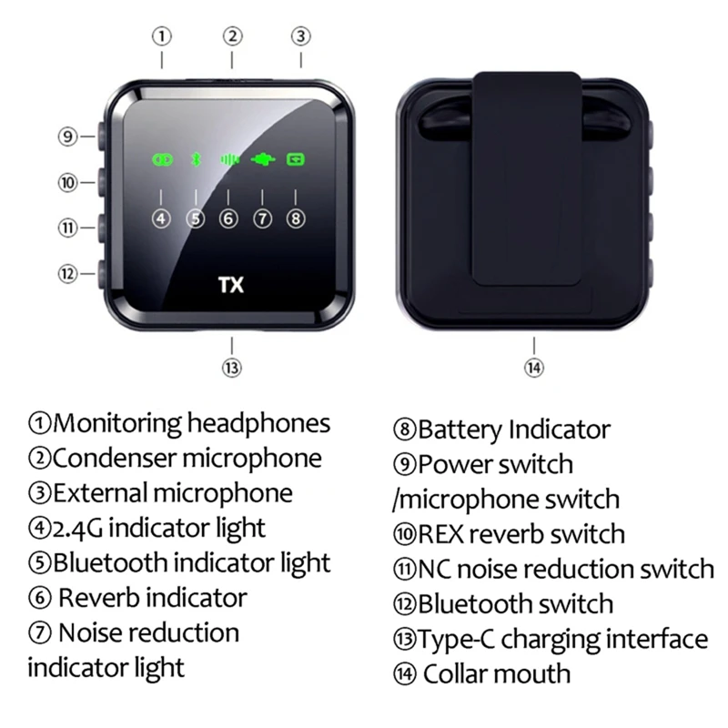 Wireless Lavalier Microphone Portable Anti -Interference Noise Cancel Recording Digital Display Streaming Mic-A Easy To Use