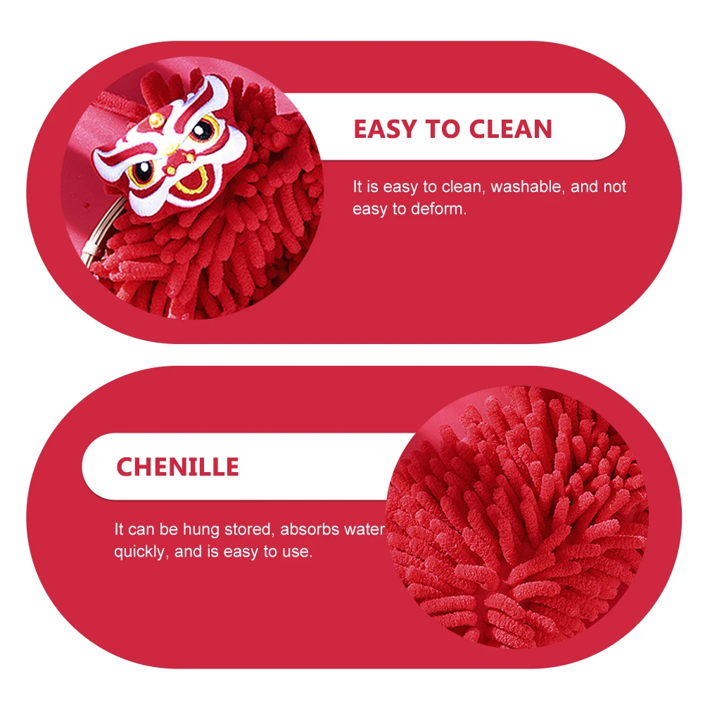 منشفة يد معلقة حمراء، منشفة مسح الشنيل سريعة الجفاف ماصة للحمام والمطبخ، مريحة للمنزل