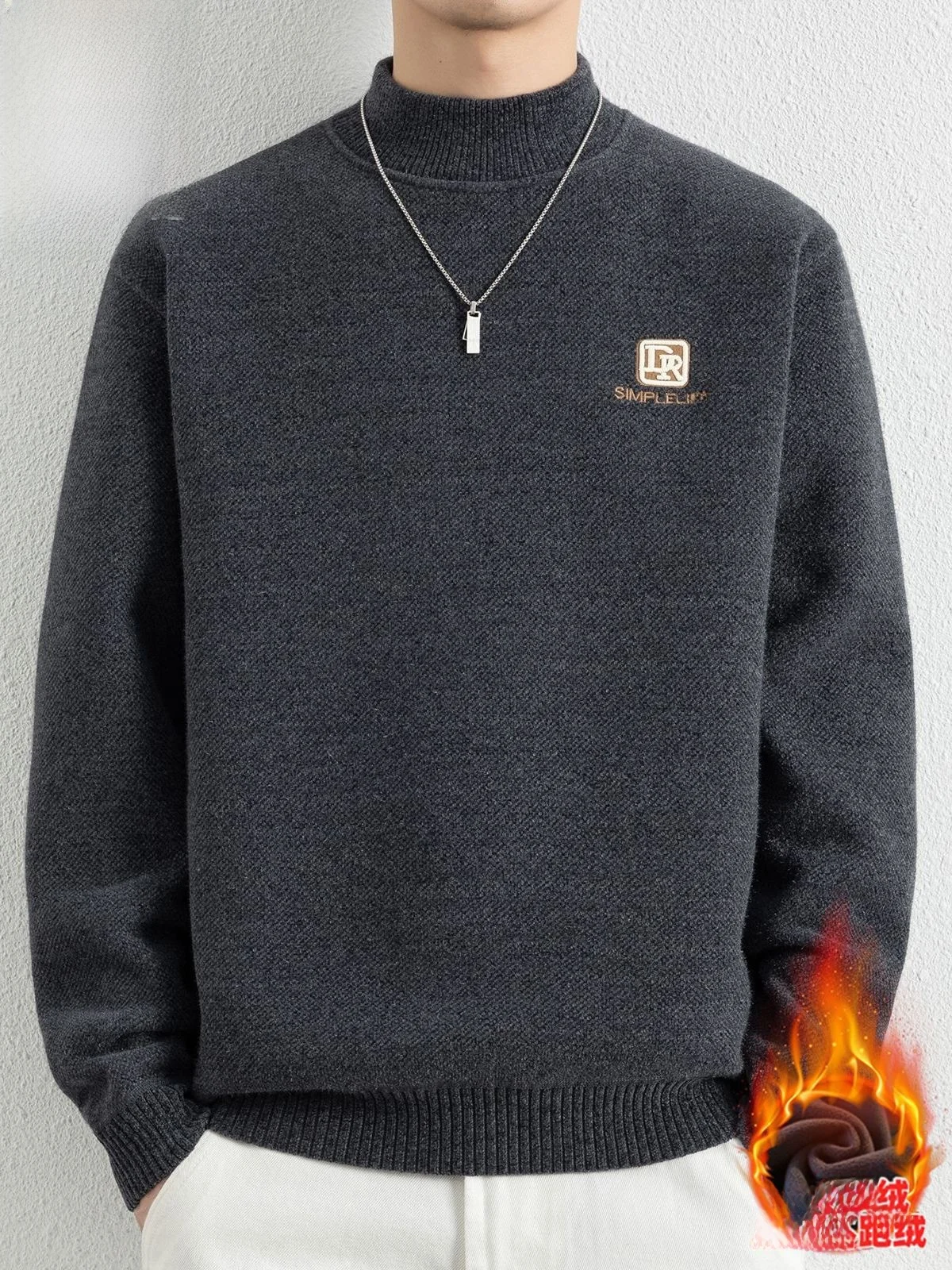 

Зимний мужской повседневный свитер-поло с высоким воротником, теплый и комфортный, вязаный, для молодежи