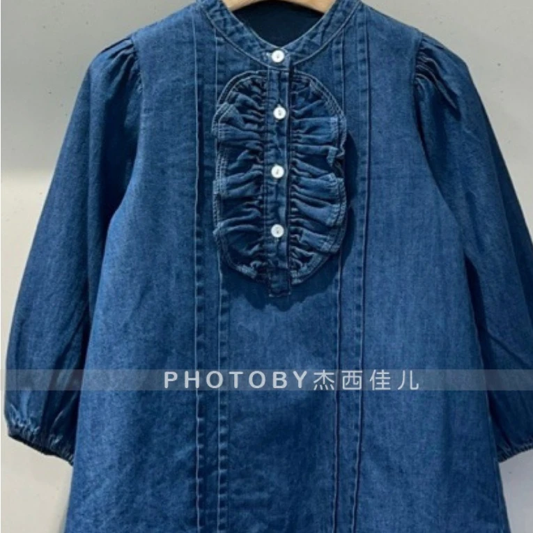 

Юбка для девочек, осень 2023, новая детская одежда, корейский стиль, милая джинсовая юбка из стираного хлопка с деревянными ушками для девочек