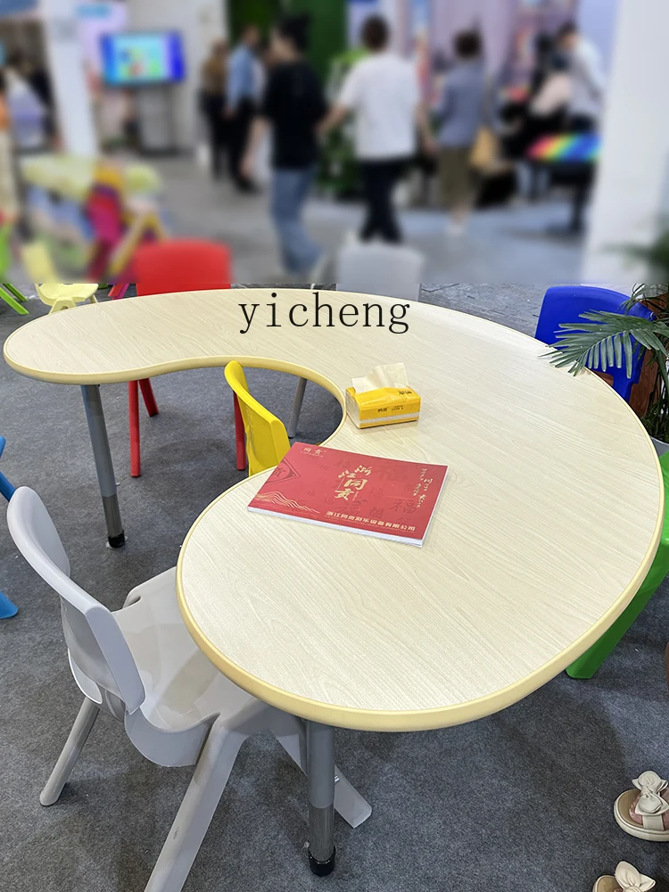 XL Children's Petal Painting Table Rectangular Table and Chair Irregular Shape Lifting Table Early Education