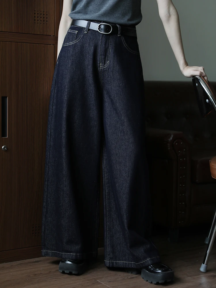 

Ретро Гонконг Sle Широкие джинсы с высокой талией и широкими штанинами для похудения Осенне-зимние модные длинные брюки длиной до пола