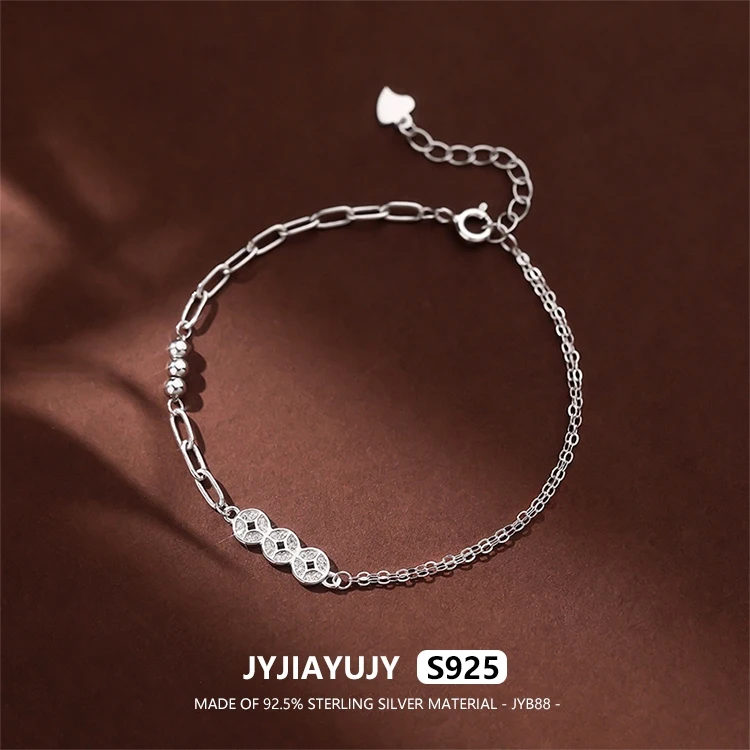 

JYJIAYUJY 100% Whole Original Sterling Silver S925 Bracelet In Stock Coin Silver Bean Fashion Jewelry Gift Daily JYB88