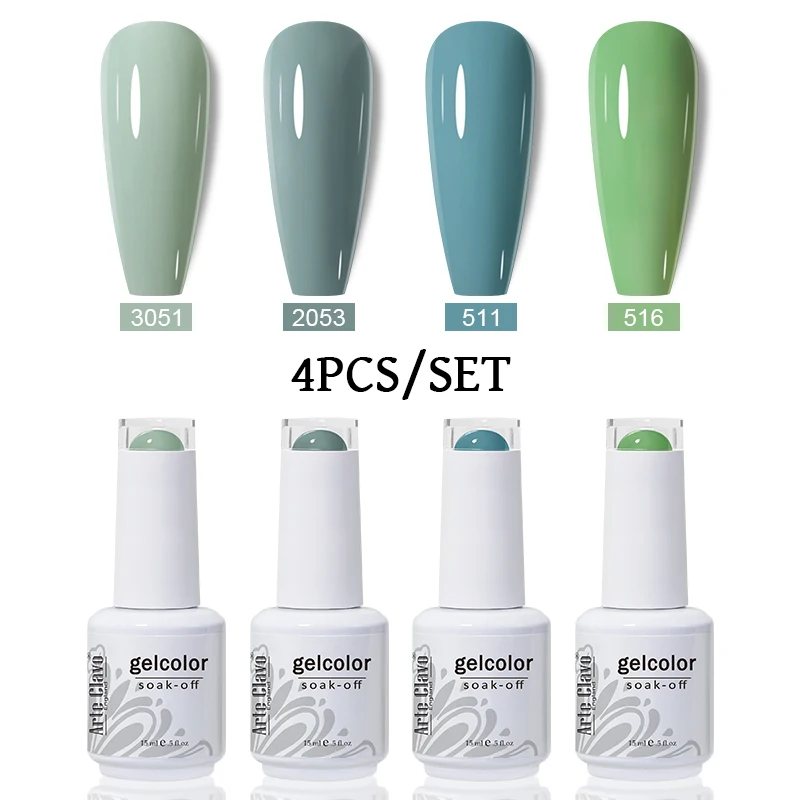 مجموعة طلاء أظافر جل ملونة مكونة من 4 قطع من Arte Clavo - أبيض وأسود وأحمر ووردي لامع شبه دائمًا طقم أظافر ورنيش فني للأظافر #4