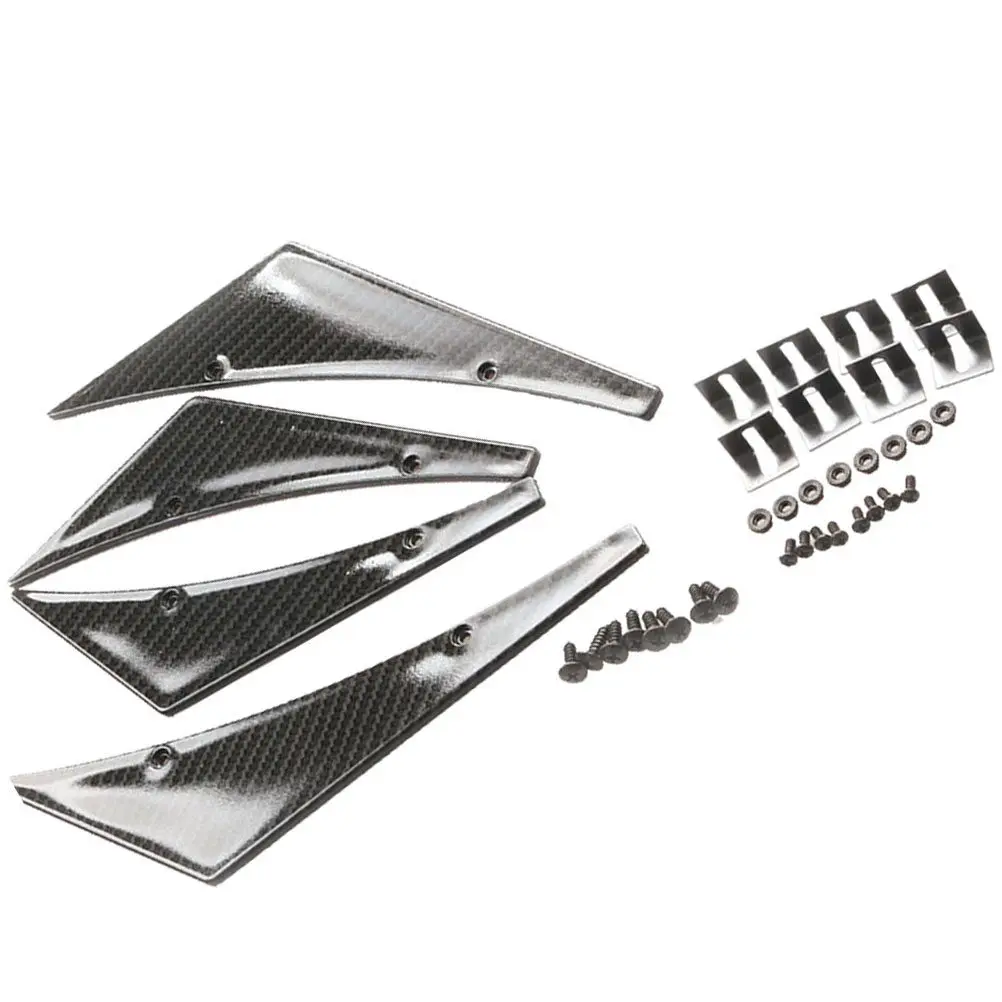 1Set Carbon Fiber Style Bumper Lip Splitter Fin Black Car Front Bumper Cover Racing Lip Protector Auto Accessories Universal Fit