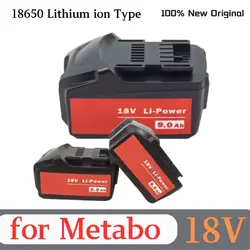 New Rechargeable 18V 9.0Ah Battery for Metabo Cordless Power Tool Replace for Metabo 18V 625592000 625591000 Backup Batteries