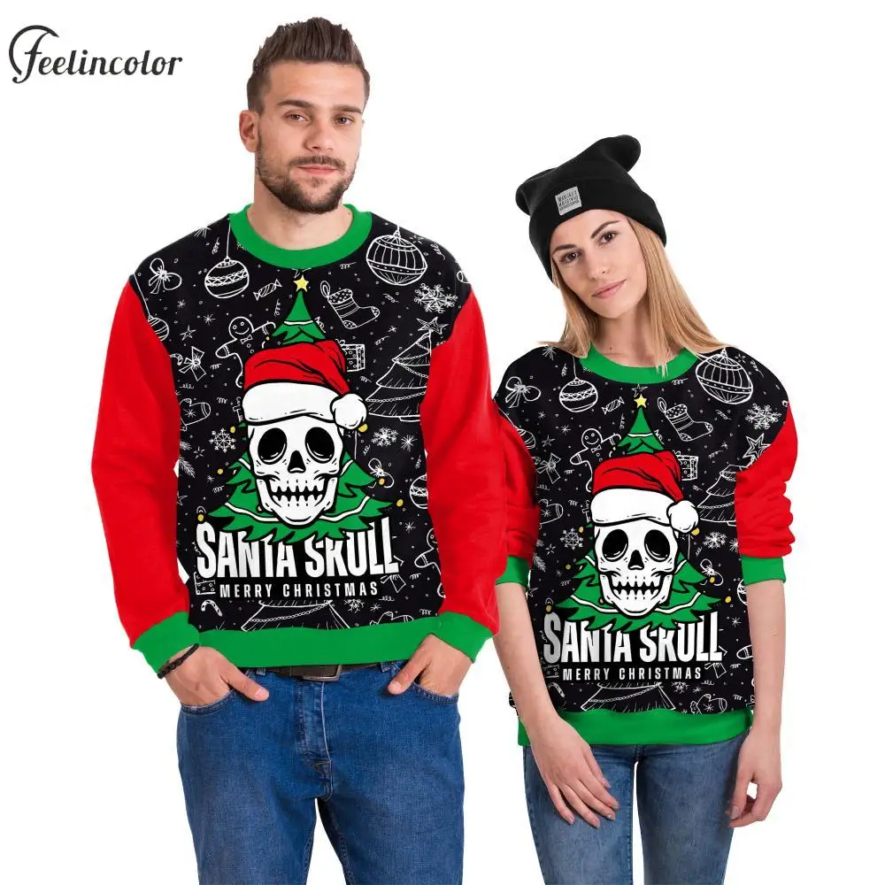 Ugly Christmas Sweatshirts Sweater Print Streetwear Couple Oversized Crewneck Pullover Xmas Party Cosplay Clothes for Women Men