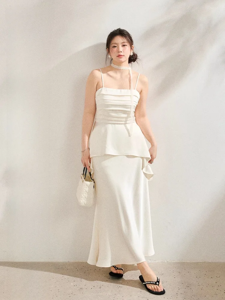 

plus Size Women's Tank Top And Skirt Set Slimming High Waist Short Sleeve A-Line Midi Skirt Two-Piece Set Fashionable Commute