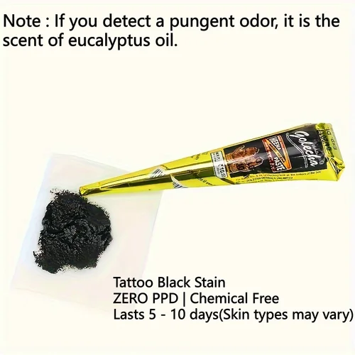 Imagen 2 del producto 12 Uds. De pasta de tatuaje temporal de arte corporal dibujada a mano de color Henna, pigmento para manchas a base de plantas, 1 caja