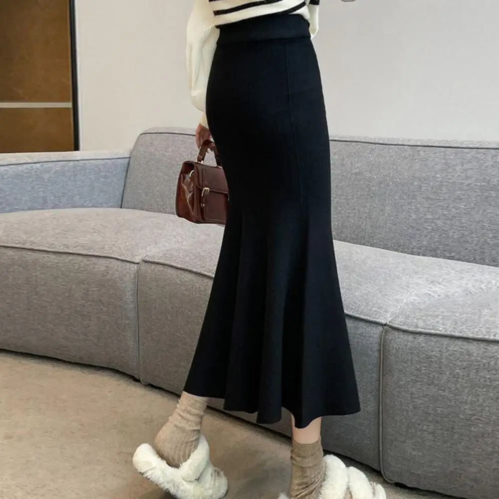 

Breathable Skirt Elegant Viscose Fishtail Skirt with High Waist Elastic Design for Office Lady Work Leisure Wear