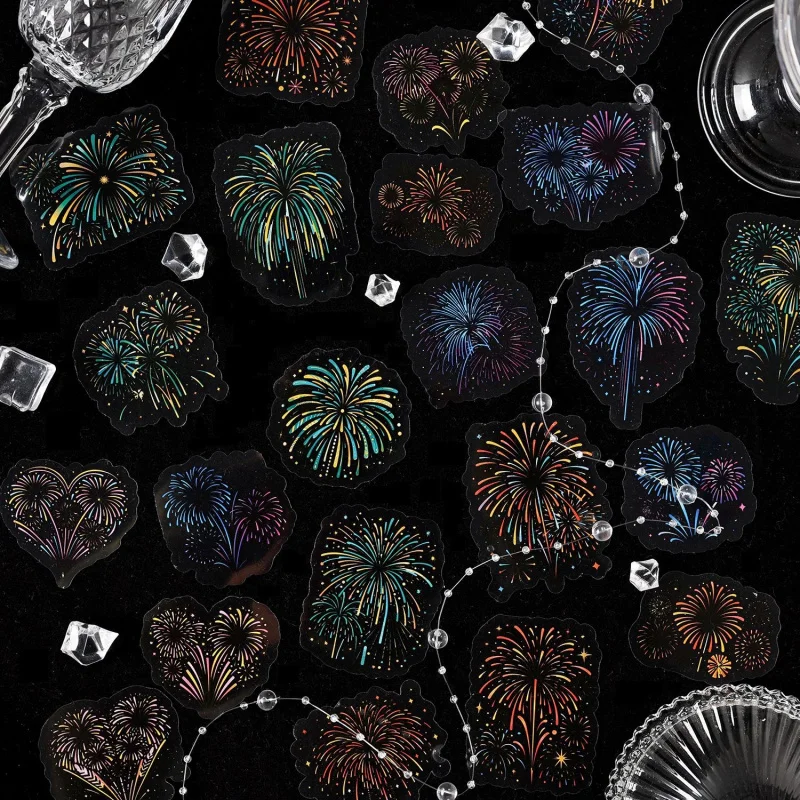 15pcs/pack Firework Theme Stickers, Vivid Explosion Designs & Bright Colors, Self-Adhesive for Journal DIY & Scrapbook Deco