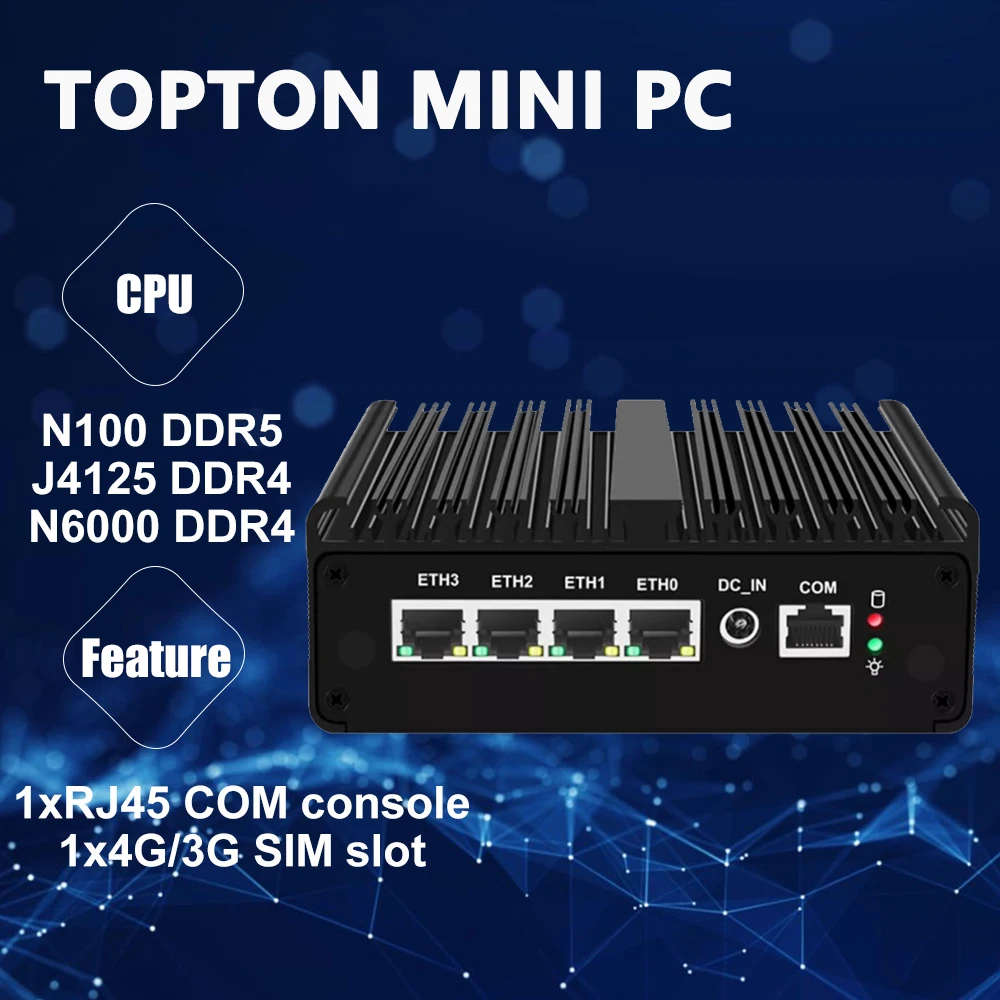 

12th Gen Intel N100 Firewall Router 4x i226-V 2.5G LAN N5105 N6000 J5040 NVMe Fanless Mini PC Barebone Computer Proxmox pfSense