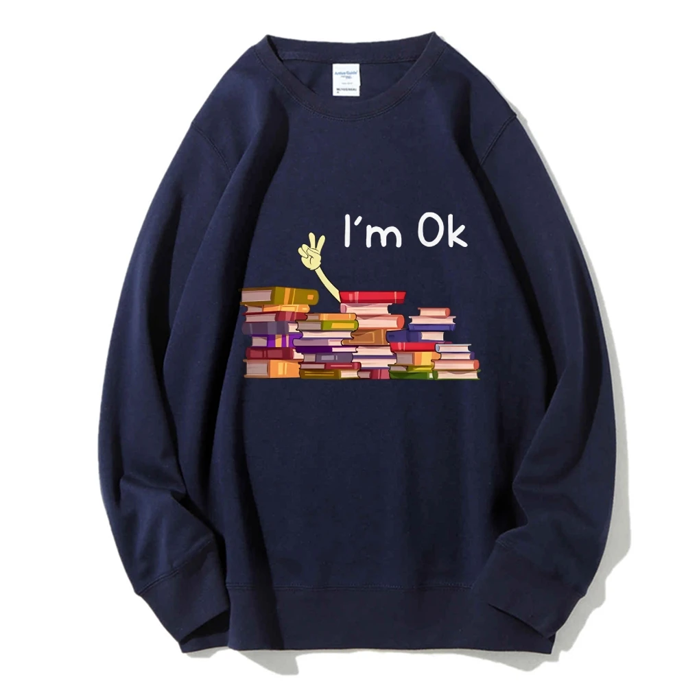 Women's Book Printing I'm OK Hoodie Academic Atmosphere  Sportwear Graphic Plus Size High Street Sweatshirt Spring & Autumn