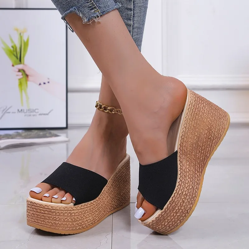 Women Comfortable Platform Slipper Sandals Open Toe High Heels Casual Slip on Durable Wedge Mules Slides Sandal