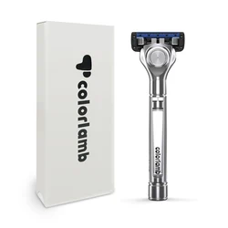 Colorlamb Men Razor for Shaving Barber Tool Transparent Handle Manual Shaver with 5 Layer Blades Cartridge