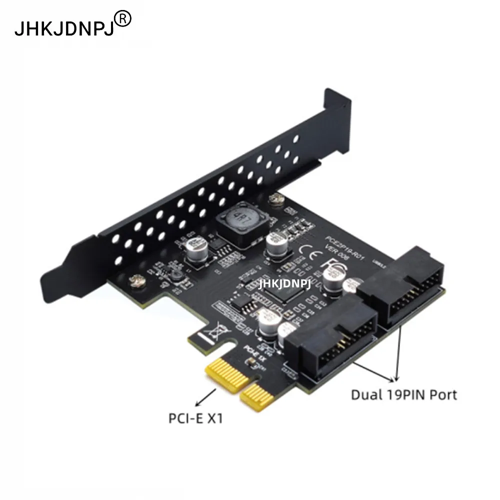PCI-E 1X to 2 Ports USB 3.0 19Pin 20Pin Male Adapter Extender Riser Card 5Gbps