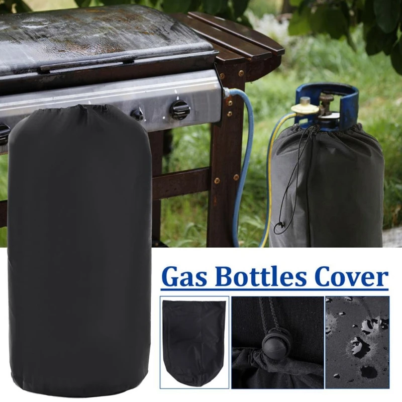 31x59cm Gas Bottle Cover Oxford Cloth Black Propane Tank Cover Outdoor Waterproof UV Resistant Dustproof Propane Can Bag