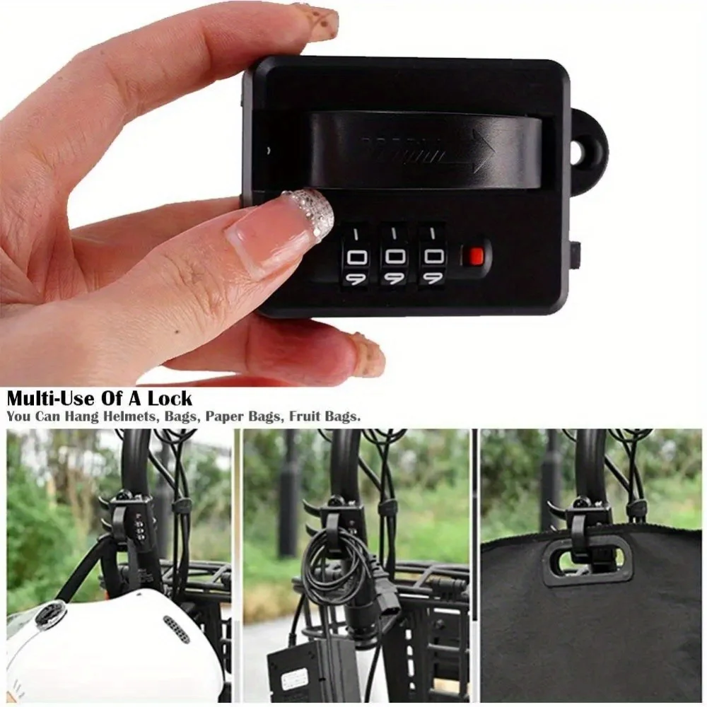 1Pc  Helmet Motorcycle Lock Anti-Theft Combo Password Safety Lock for Electric Bikes Scooters Durable Secure Accessory
