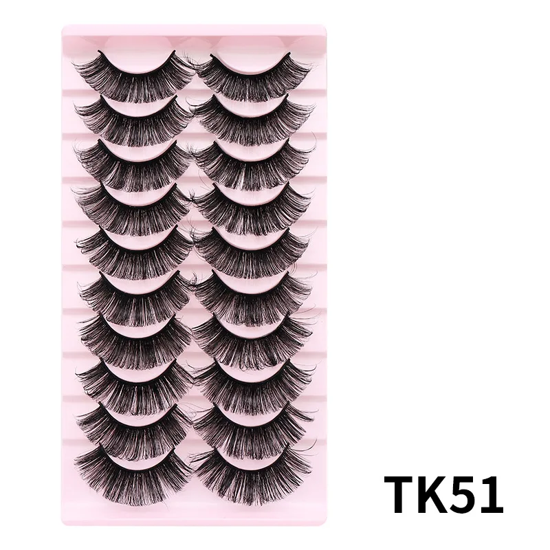 Natural False Eyelashes Thick Cat Eye Lashes Faux Mink Fluffy Strip False Lashes Pack Daily Eyelashes