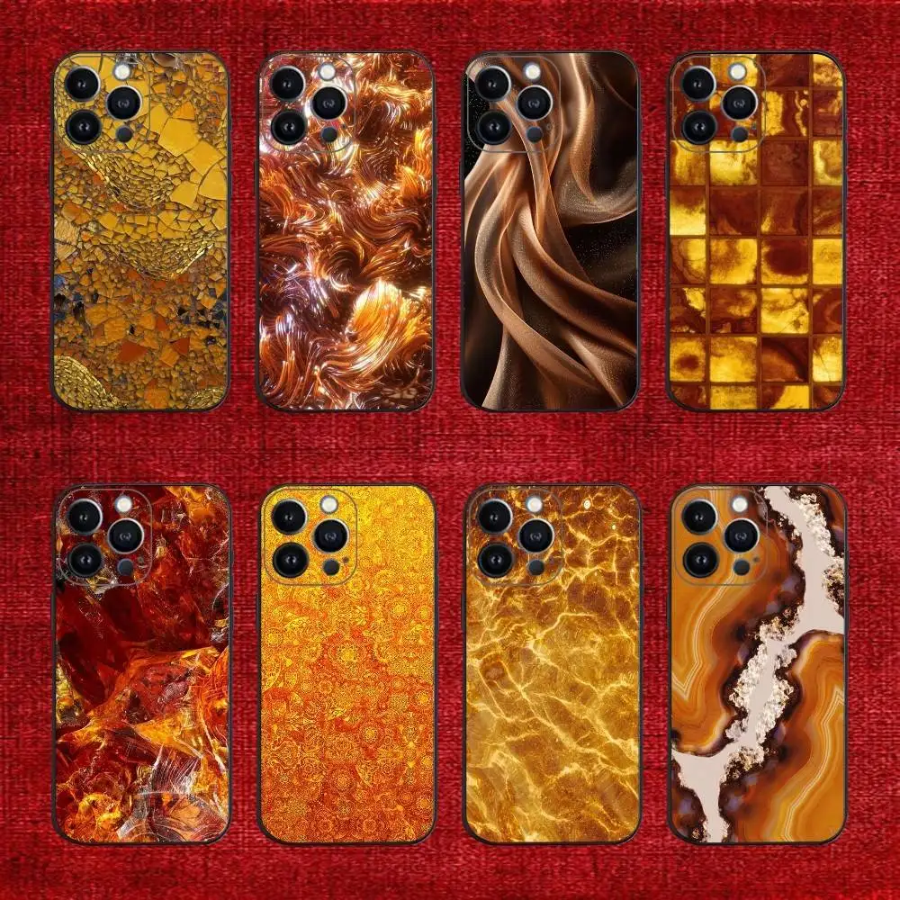 

Retro Amber Texture Laser Phone Case For iPhone 16e,16,15,14,13,12,11,Pro,X,XS,Max,XR,Plus,Mini Soft Black Cover