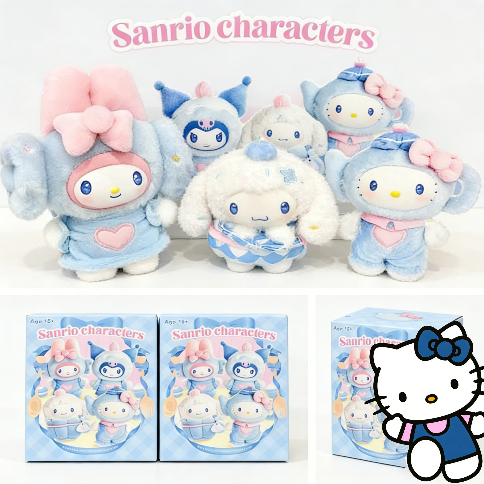 

Плюшевая игрушка Sanrio в закрытой упаковке, милая плюшевая кукла, игрушка-сюрприз в коробке, подарок для девочек, подвеска для сумки, украшение для стола, коллекционный предмет для фанатов Sanrio, детская игрушка