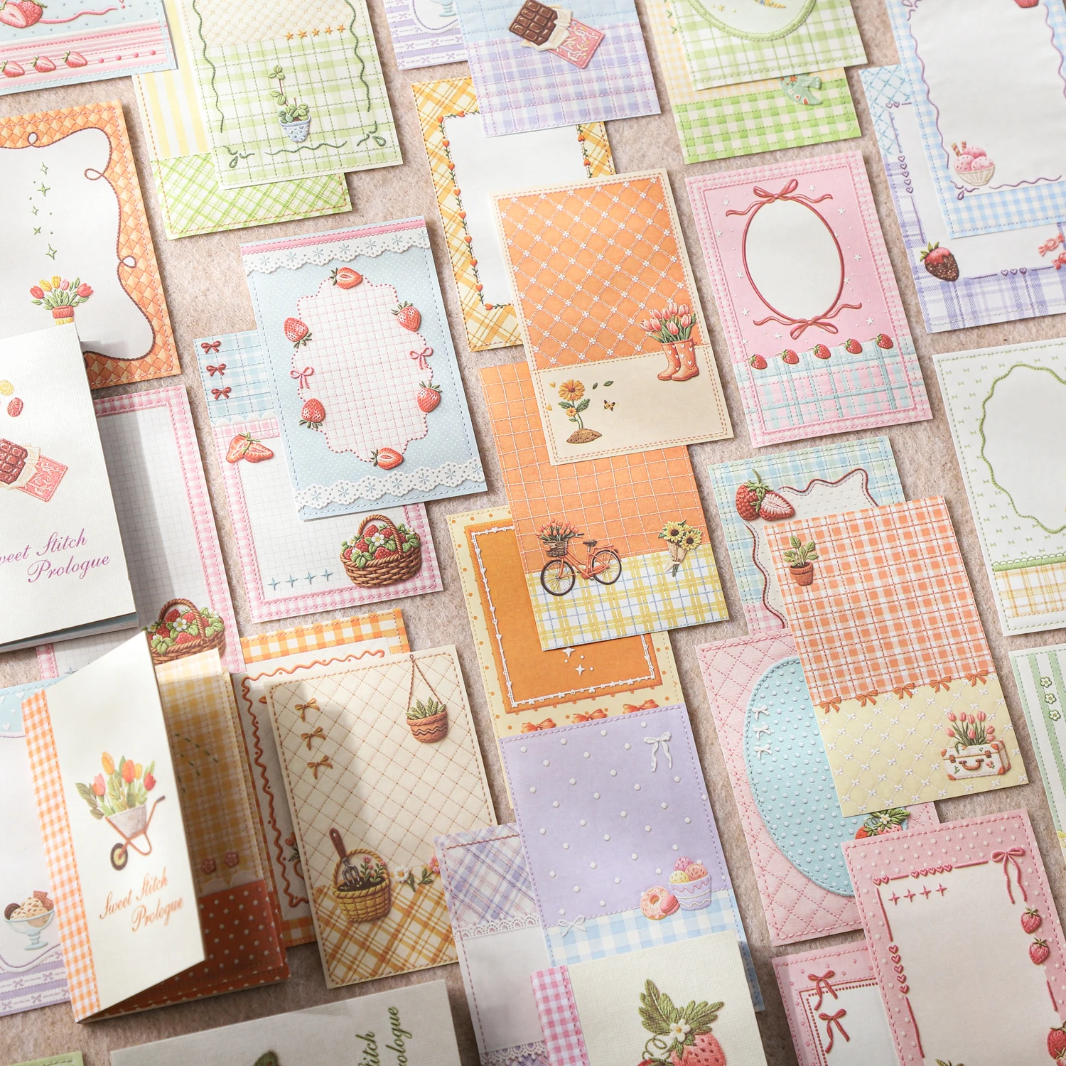 Cute Embroidery Border Landscape Material Paper Creative DIY Junk Journal Collage Scrapbooking Stationery
