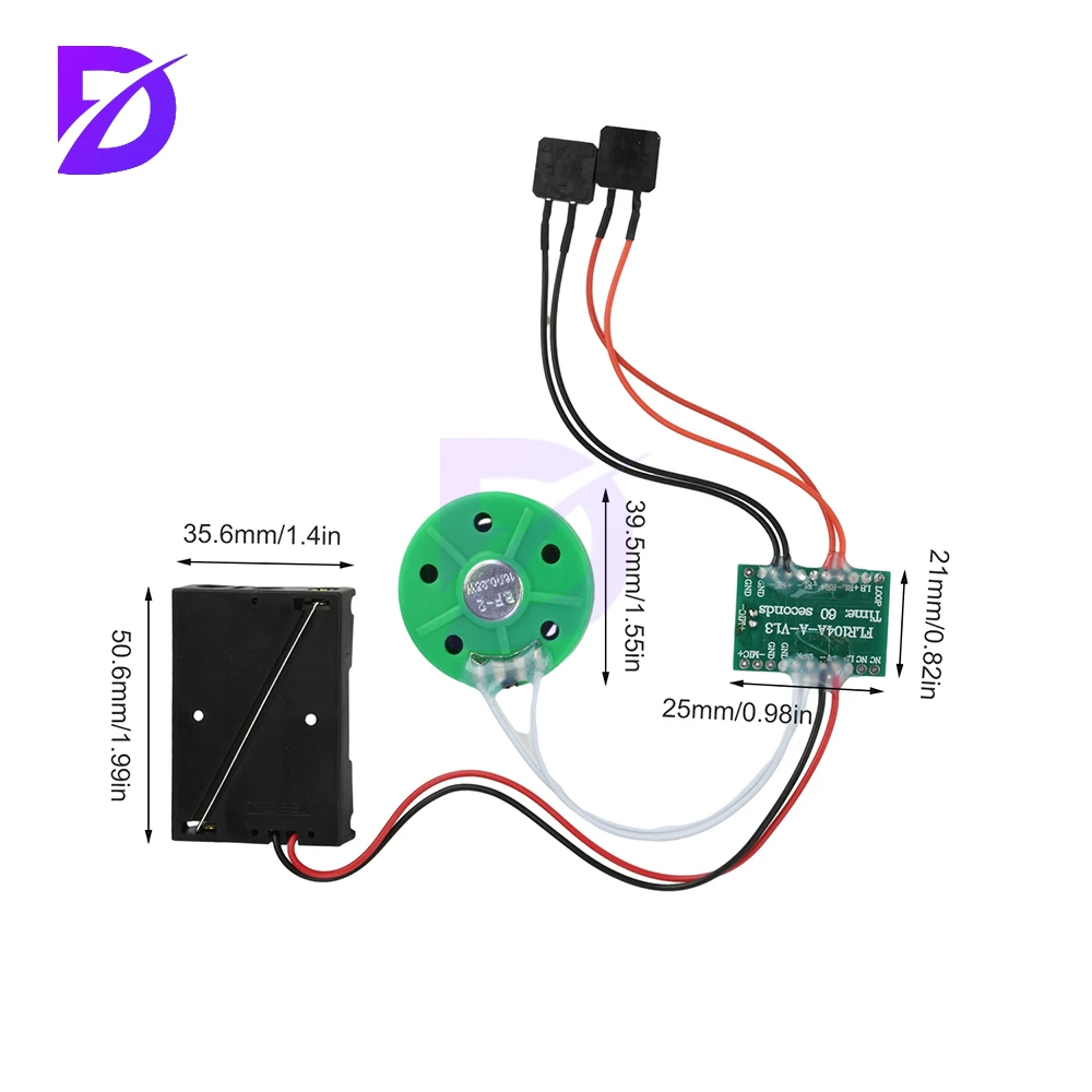 Dual-Button Recording Module 60-Second Recording Module Voice Message Recorder DIY E-Card