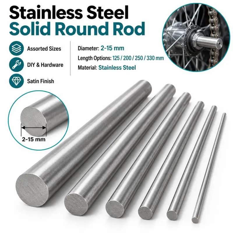 1/5pcs  Stainlesss Steel Solids Round Rod 125~330mm Lathe Bar for DIY Craft Tool Diameter 2/2.5/3/4/5/6/8/10/14/15 mm