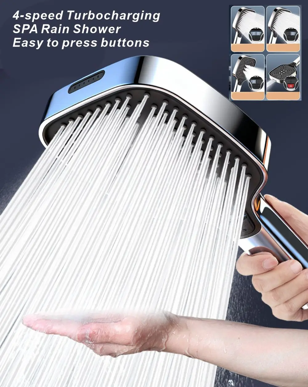12cm Large Panel Shower Head with Filter Bathroom High Pressure Water Saving Rainfall Showerhead Square Multifunctional Nozzle