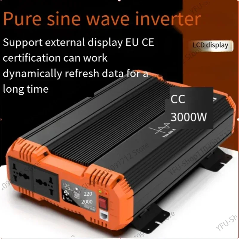 Pure Sine Wave Inverter 12V 24V 48V To 220V 230V LCD Display Auto Accessories Power Converter For Home Camping  And RV