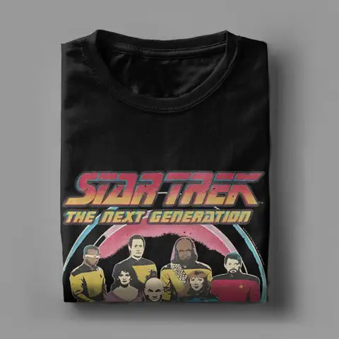 Stars Treks The Next Generation Vintage Distressed Bridge Crew T-shirt Herr Bomullskläder Hiphop Rund Hals Kortärmad 11 best sales Star Trek: Ringarna - №7
