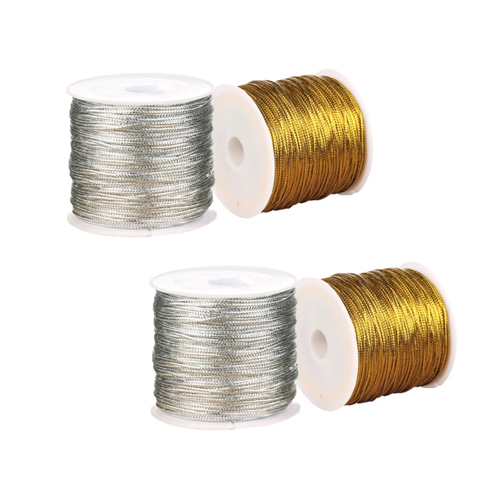 

4Pcs Tag Cords Beading Thread Rope Gold Silver DIY Craft Jewelry Making String Decoration Wrapping Sewing Supplies