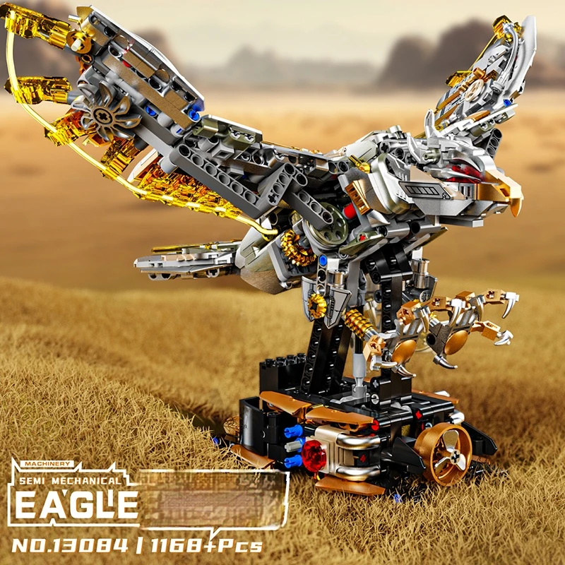

13084 Mechanical Eagle Mechanical Bird Model Assembly Ornaments, Electric Building Block Toy Set, Children's Assembly Toy Gift