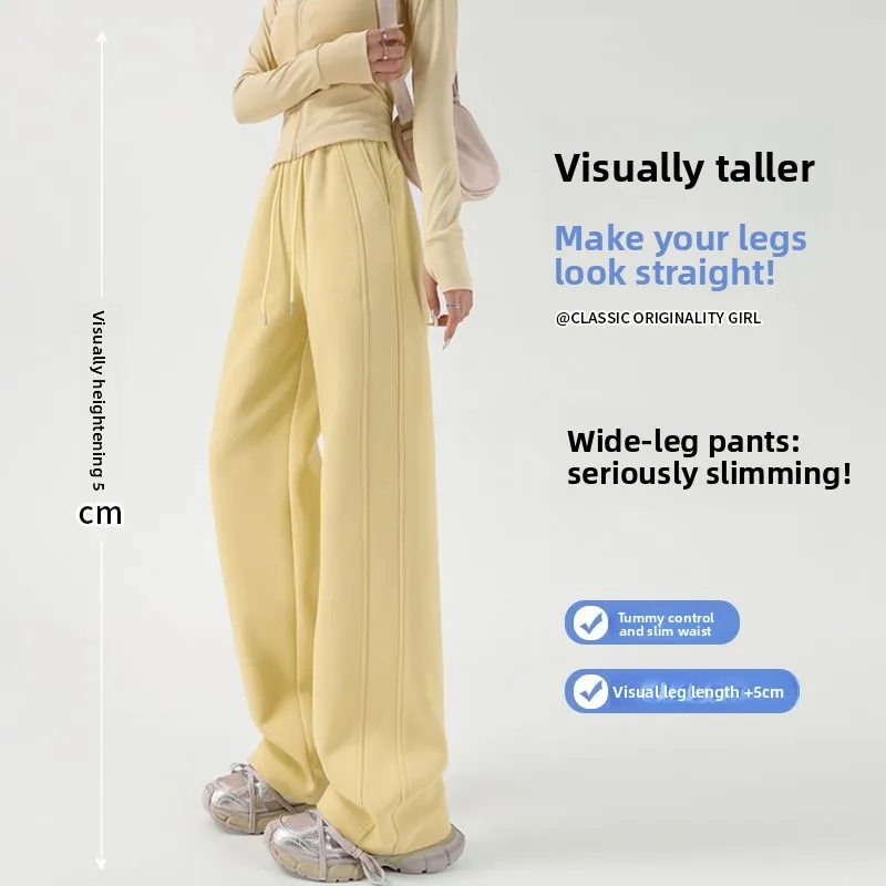 

Свободные прямые спортивные брюки для женщин, весна-осень, повседневные широкие брюки с эффектом похудения, синие повседневные брюки