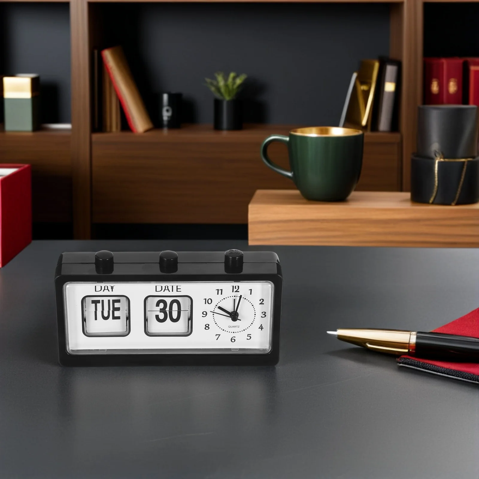 

Manual Flip Desk Calendar Clock Retro Page Turning Design No Educational Learning Tool For Classroom Office