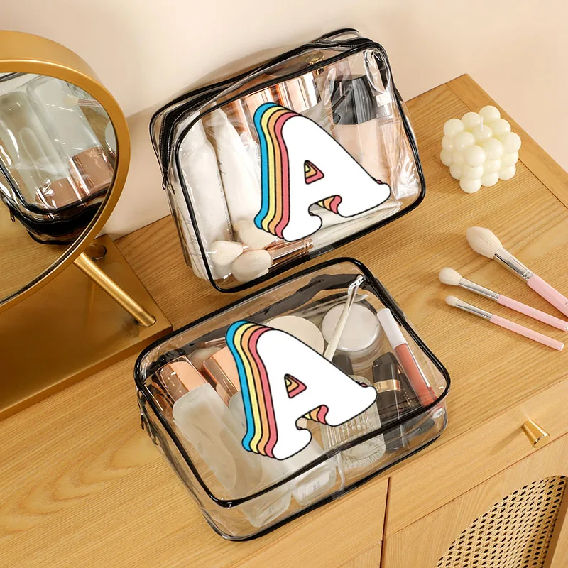 

Bouquet A-Z Travel Storage Bag Cosmetic Bags PVC Waterproof Transparent Cases Large Capacity Plastic Zipper Wash Bag Portable